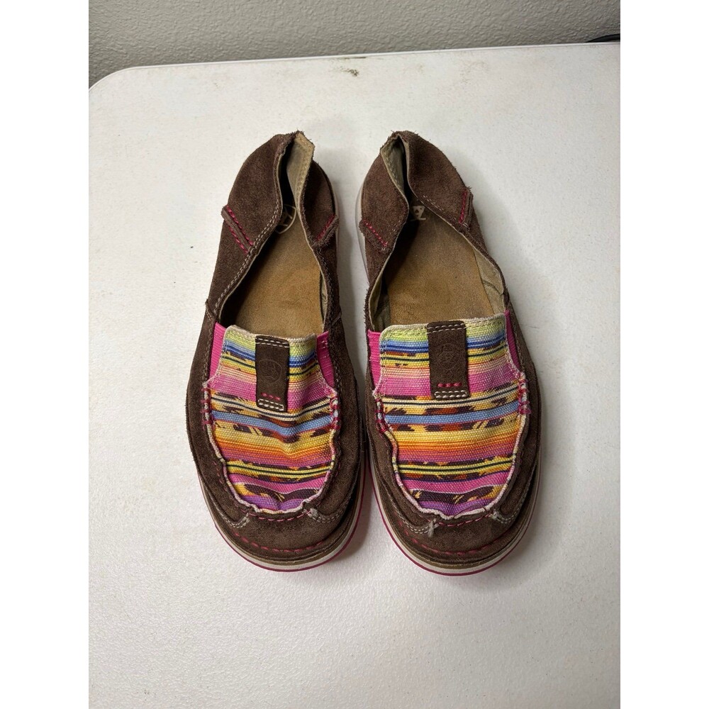 Ariat Cruiser Slip-On Shoes Coffee Bean Suede Cheetah Serape Size 6.5B Western